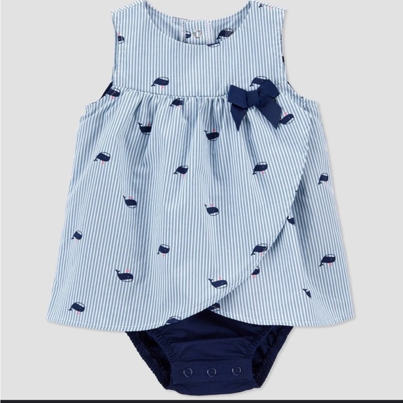 Carter's Other - Carter’s Striped Baby Dress with Whale Print and Bow